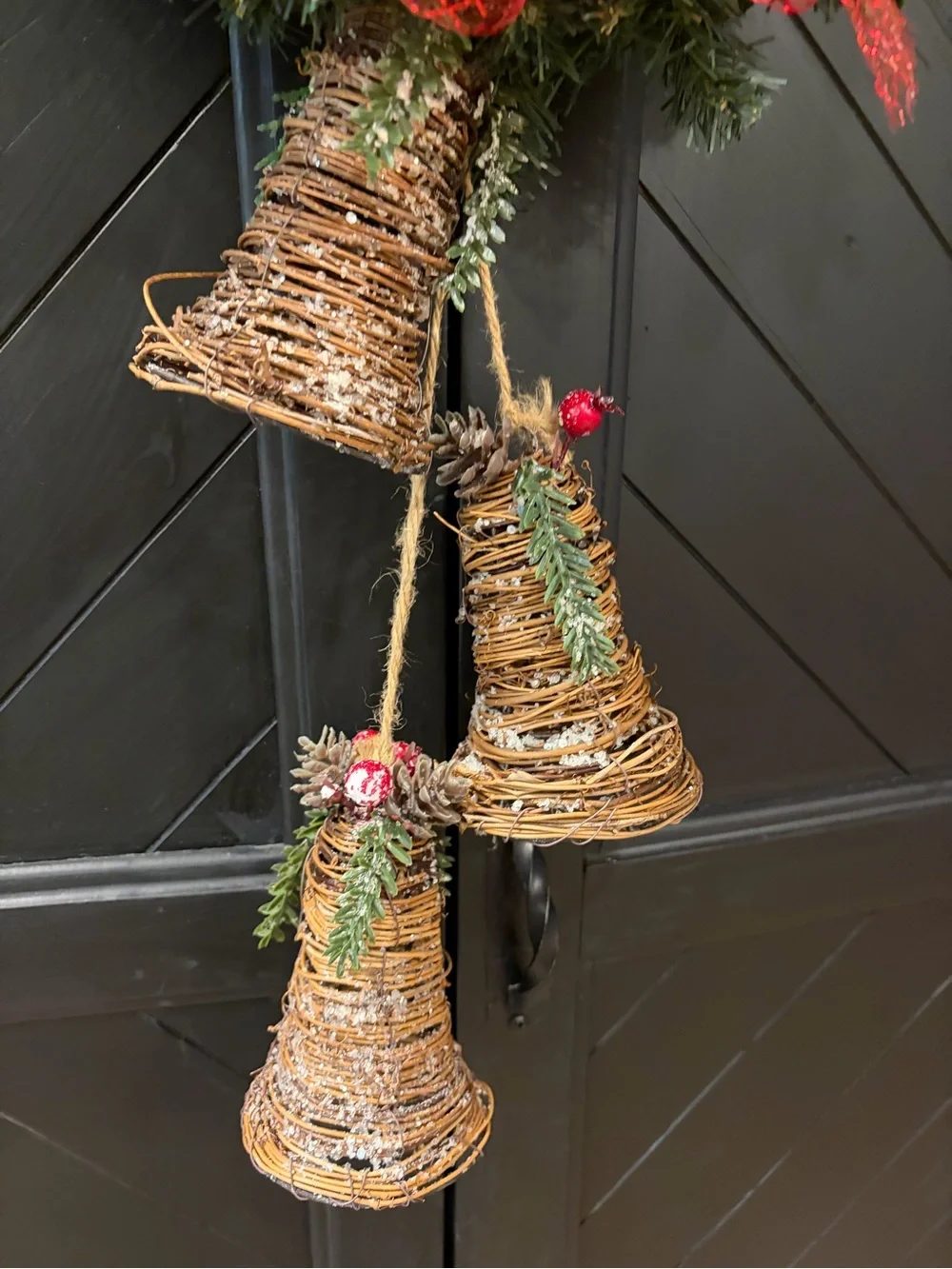 Festive Pine Holiday Wreath with Red Berries & Bells